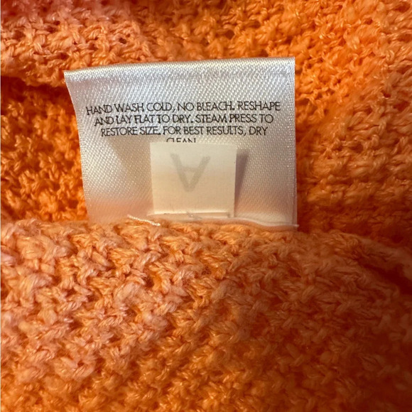 Eileen Fisher Womens M Orange Long Sleeve Bateau Neck Cotton Linen Blend Sweater - Picture 4 of 9